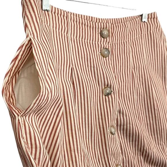 Madewell Clay Stripe Patio Button-Front Midi Skirt Women 10 - Picture 3 of 8